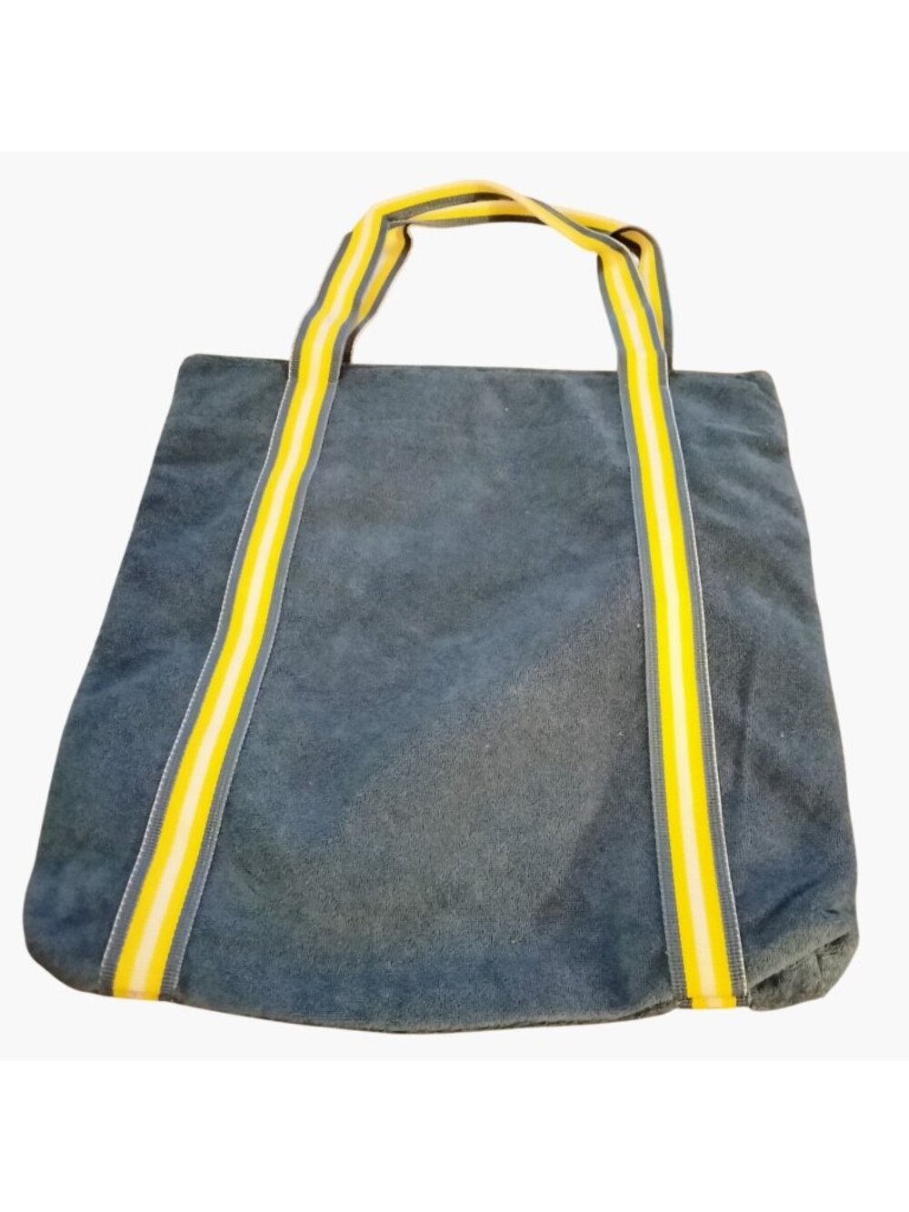 HYP Blue Tote Bag Yellow Striped Handles Magnetic Closure